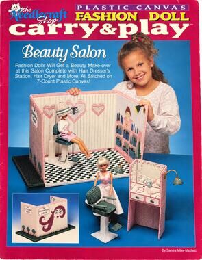 Barbie Doll Carry & Play Beauty Salon Plastic Canvas Pattern Needlecraft Shop
